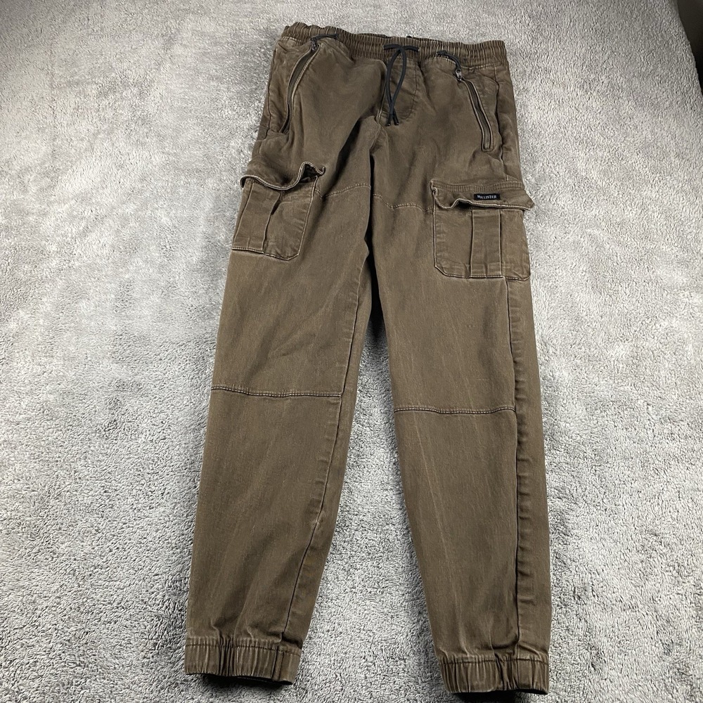 Hollister Advanced Stretch Cargo Jogger Pants Mens XS Brown‎ Mid Rise